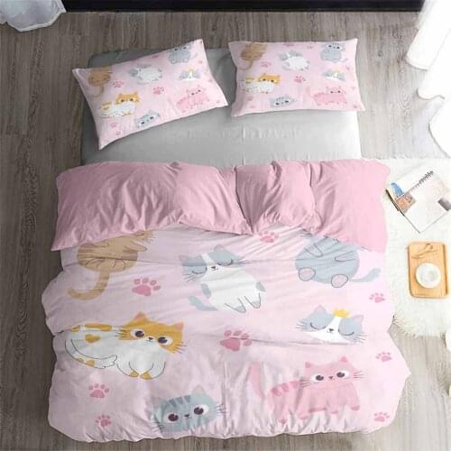 HELENGILI 3D Bedding Set Lovely cartoon cats Print Duvet cover set bedclothes with pillowcase bed set home Textiles