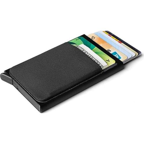 Slim Men Aluminum Wallet With Back Pouch ID Card Holder RFID Protection Mini Metal Automatic Pop up Credit Card Case Coin Purse