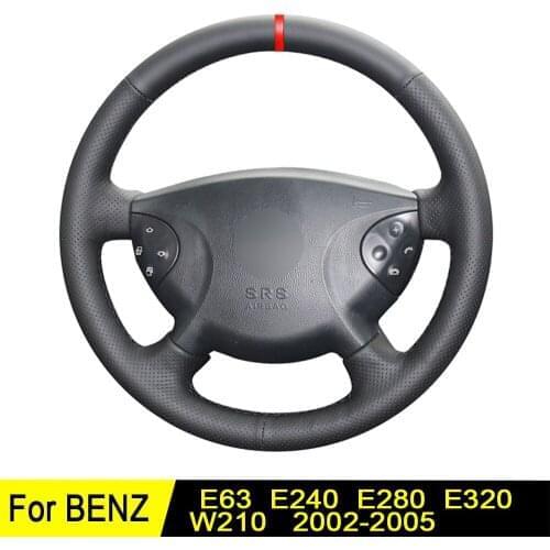 Car Wheel Cover For Mercedes Benz W210 E63 E240 E280 E320 2005-2002 Black Genuine Leather Hand-Stitched Wear-resistant