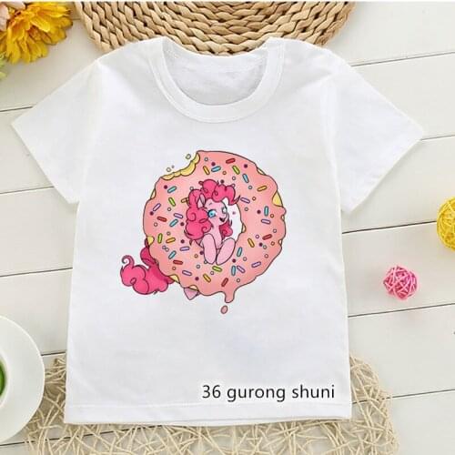 Kawaii Funny Unicorn Donuts Graphic Print Kids T Shirts Children Clothing Girls T-Shirts Harajuku Summer Tops Streetwear