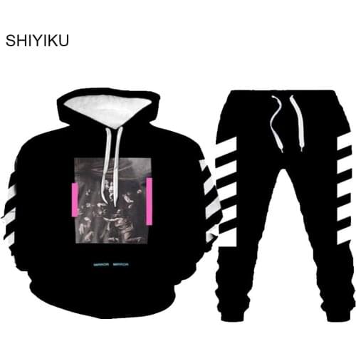 SHIYIKU Brand 3D Hoodie Mens Sweatshirt Jogging Casual Hooded Sweater Jacket Print Set Autumn/Winter Unisex Sportswear Pants