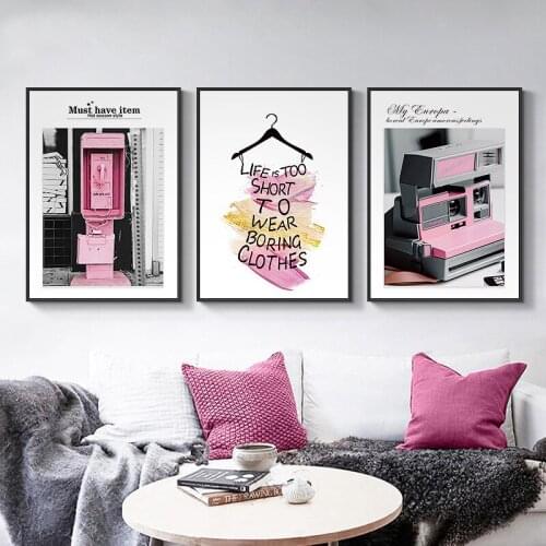 Pink Style Car Sea Quote Ballet Wall Art Canvas Painting Nordic Posters And Prints Landscape Wall Pictures For Living Room Decor