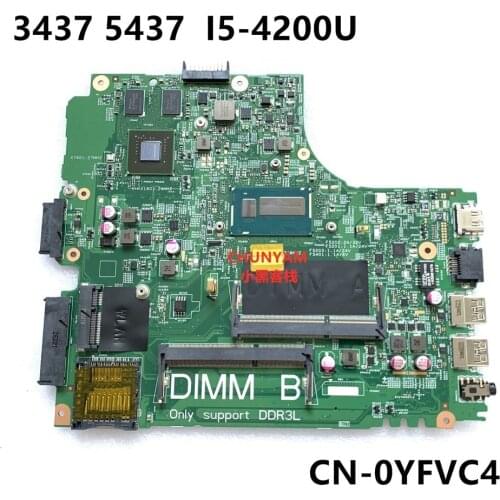 NEW I5-4200U FOR Dell Inspiron 3437 5437 Laptop Motherboard DOE40-HSW 12314-1 PWB:VF0MH CN-0YFVC4 YFVC4 Mainboard 100%TESTED