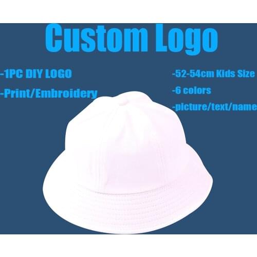 6 Colors Kids Children Cotton Bucket Cap DIY Custom Logo Printing Embroidery Students Sun Hat For Boys Girls