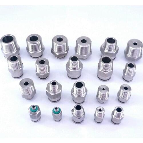 Fit Tube O/D 4/6/8/10/12/16mm 304 Stainless Steel M5 M6 1/8" 1/4" 3/8" 1/2" BSP Tube BSP Male Thread Pneumatic Air Fitting