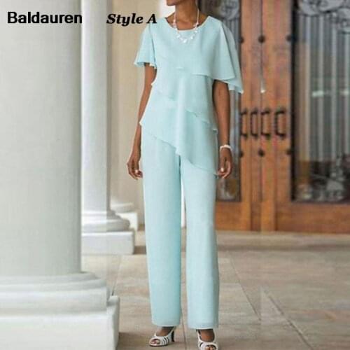 4 Styles Chiffon Mother of the Bride Dresses Vestido De Madrinha Pant Suits Plus Size Formal Evening Pants for Wedding Party