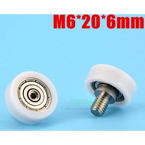 M6*20*6mm F type pulley, POM package, M6 screw thread , rolling wheel, showcase / drawer driving wheel