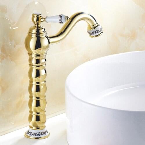 Bathroom Basin Faucets Single Handle Single Hole Mixer Tap Deck Mounted Hot And Cold Tap Gold/Black/Chrome Brass Sink Faucet