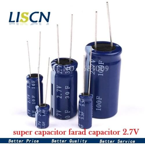 2PCS super capacitor farad capacitor 2.7V 2F 3.3F 4F 4.7F 5F 6F 7F 8F 10F 15F 20F 25F 30F 60F