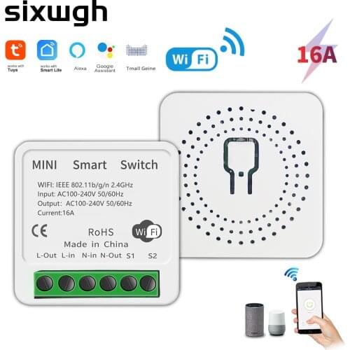 Tuya 16A 10A Wifi Smart Switch Breaker Module Supports 2 Way APP Voice Relay Timer Google Home Alexa 110V 220V Interruptor