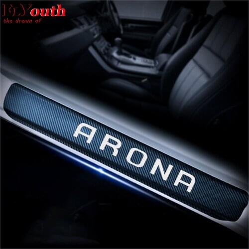Carbon Fiber Vinyl Sticker For SEAT ARONA Car Door Sill Welcome Pedal Stickers Door Threshold Plate Protector Car Styling 4Pcs