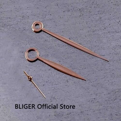 Top quality BLIGER Rose Golden Stainless Steel Watch Hands Fit ETA 6497 6498 ST36 Hand Winding Movement Mens Watch Hands H23