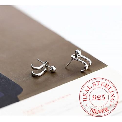 100% 925 Sterling Silver Geometric Stud Earrings For Women Kids 2020 Korean Wedding Gift Female Pendientes Party Jewelry Access