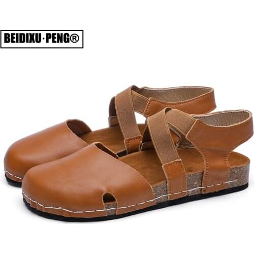 2021 Women Loafers Hand Stitching Corium Flat Sandal Shoes Elastic Cross Strappy Lady Round Head Sunner Outdoor Moccasins Shoes