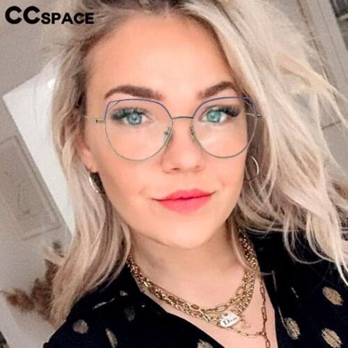 49705 Cat Eye Anti Blue Light Women Metal Prescription Glasses Frames Fashion Computer Eyeglasses