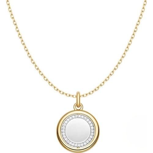 SLJELY Fashion Real 925 Sterling Silver Dream on Rotatable Wish Coin Pendant Necklace Pave Zirconia Women Fine Party Jewelry