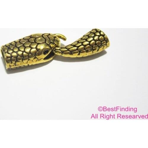 Snake hook clasp Antique gold Round leather clasps Multi strand clasp RH34G