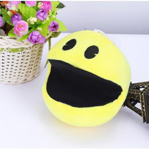 1PCS Yellow Smiling Face Expression Ball Pacman Anime Plush Stuffed Toy Cute Plush Doll for Kids Baby Birthday Christmas Gift