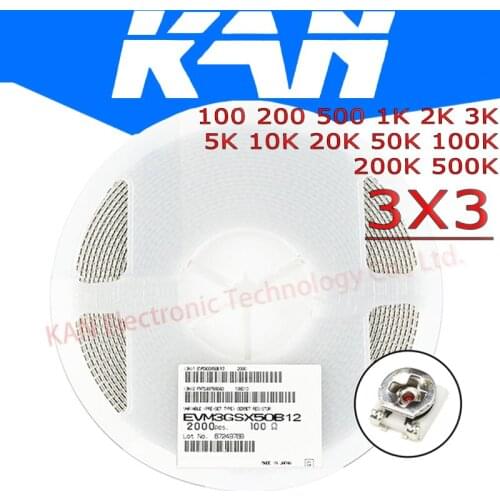 10PCS 3*3 Trimmer resistance Potentiometer Trimpot SMD 3X3 Adjustable Variable resistor 100 500 1K 2K 5K 10K 20K 50K 100K 1M ohm