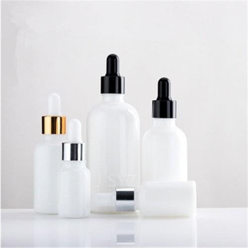 10pcs/lot 10ml 15ml 30ml 50ml 100ml white Glass Dropper Bottle Empty Cosmetic Packaging Container Vials Essential Oil Bottles