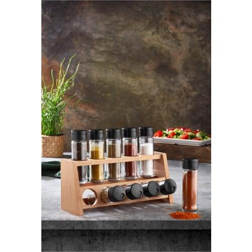 10 Pcs Spice Set Holder with Wooden Stand