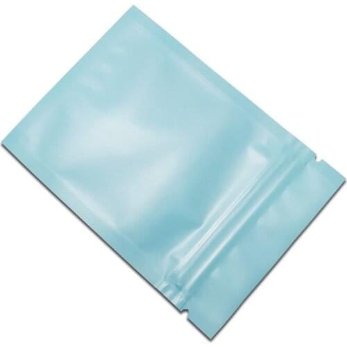 200PCS Matte Blue Zip Lock Aluminum Foil Packing Pouches Self Seal Mylar Package Bag for Food Seed Snack Sample Wrapping