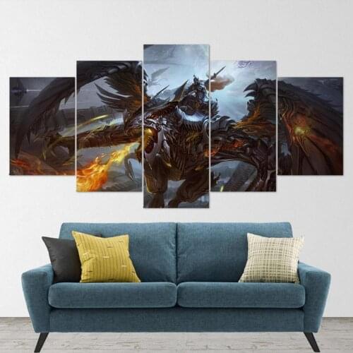 5 Piece Wall Art Canvas Game Figure Picture Dragon Ride Posters And Prints Home Living Room Or Bedroom Decoration Paintings