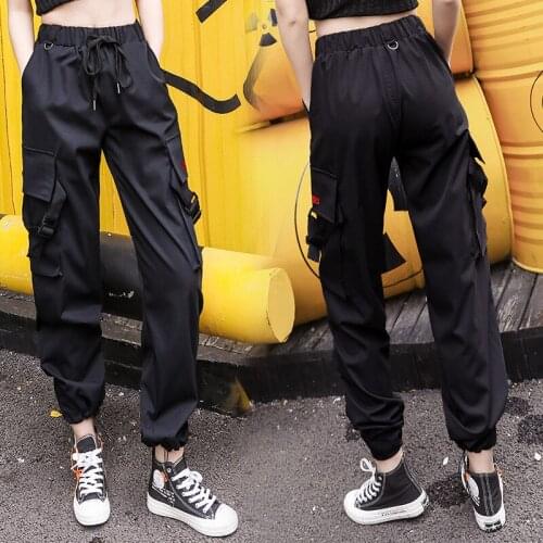 Kpop Seo Yea Ji IU Lee Ji Eun Hip-hop sweatpants streetwear Black loose trousers women autumn wild casual high waist pants