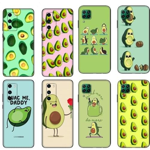 Black tpu Case For Huawei P30 Lite P30 Pro P40 Case For Huawei P40 LITE E P Smart 2020 Case Cover Green avocado