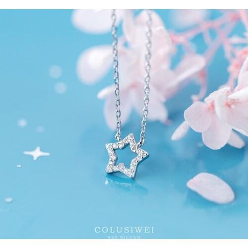 Colusiwei New 925 Sterling Silver Twinkle Cute Mini Star Pendant Necklace for Women Link Chain Fashion Wedding Fine Jewelry Gift