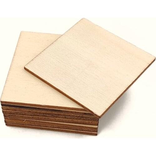 10-60mm Blank Wood Pieces Unfinished Round Corner Wooden Cutouts for DIY Arts Craft Project, Decoration, Laser Engraving Carving