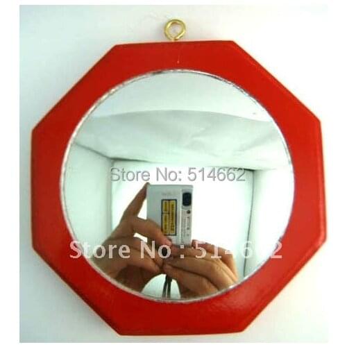 Feng Shui Concave Red Wood Bagua Mirror Pakua 4 Inch,wood bagua/Pakua J2332