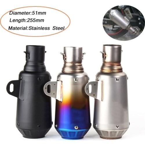 51MM Header Tail Exhaust Muffler Pipe Removable DB Killer Refit Motorcycle Baffler Silencer System 255mm Length
