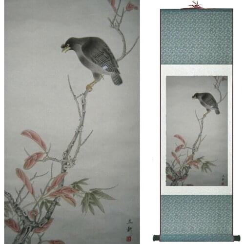 Birds and flower painting silk scroll painting traditional Chinese art painting home decoration painting2019072004