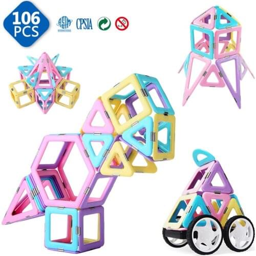 Big Size 106PCS Magnetic Tiles Builidng Blocks Construction&Building Designer Games Toys Preschool Educational Toys for Kids