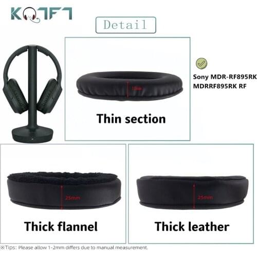 KQTFT 1 Pair of Velvet leather Replacement EarPads for Sony MDR-RF895RK MDRRF895RK RF Headset Earmuff Cover Cushion Cups