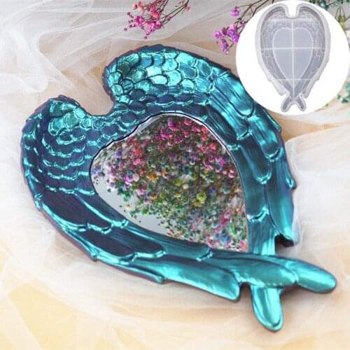 Wings Love Mirror Tray Feather Silicone Mold for Epoxy Resin Mould For Diy Handmad Tool