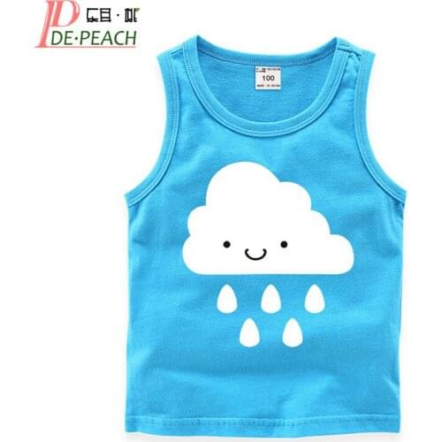 DE PEACH 2020 Summer Baby Boys Girls Vest T-shirt Teens Children Cotton Sleeveless Tshirt Infants Kids Cartoon Tops 1-12Years