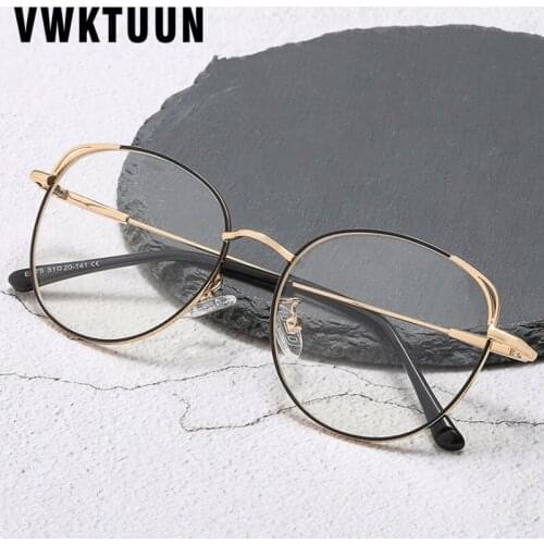 VWKTUUN Metal Glasses Frame Women Men Optical Glasses Frames 2020 Blue Light Blocking Glasses Cat Eye Reading Computer Glasses