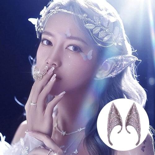 Flash Sequins Elf Ears Anime Fairy Cosplay Accessories Simulation Soft Harmless False Ears Props Halloween Cosplay Decor