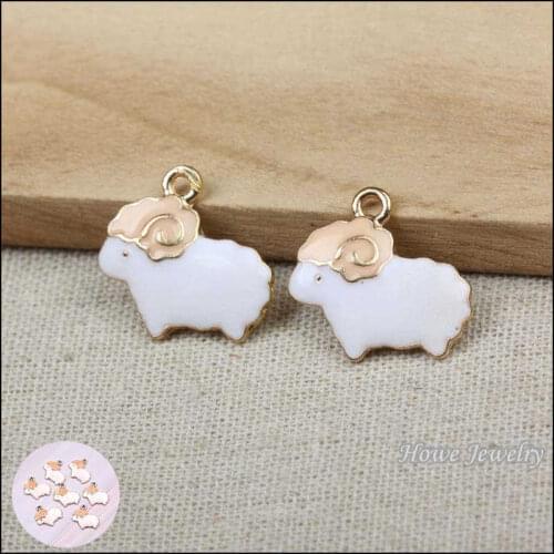 Cute Cartoon Earrings/Bracelet/Necklace Pendant Sheep For White DIY Enamel Charm 10X