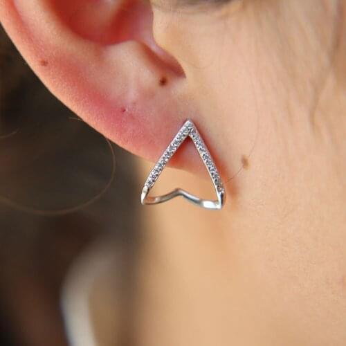 Fashion delicate Heart Stud Earrings 100% 925 silver For Women Wedding Jewelry AAA+ zirconia Piercing Oorbellen Brincos Earring