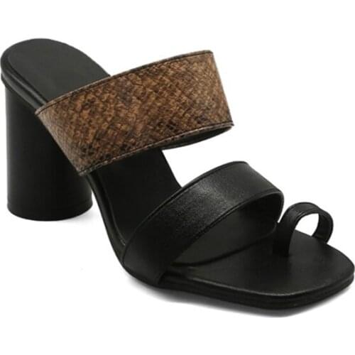 Fashionable Open Toe Chunky High Heels Fluffy Open Toe Slippers Woman Slides Footwear in Womens