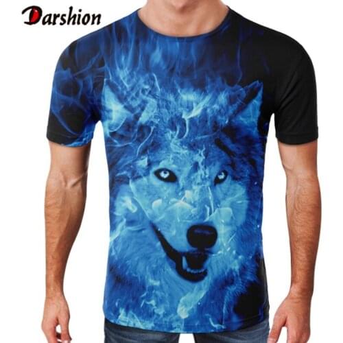 2020 Summer 3D Print Tshirt Men Streetwear Round Neck Short Sleeve Tees Tops Funny Animal For Male Clothes Casual Wolf T shirt