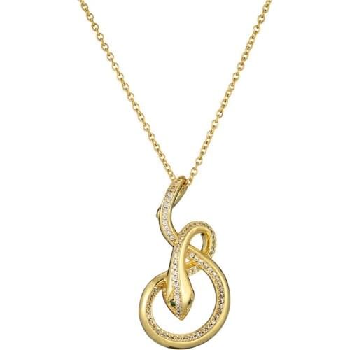 Hot Sale Gold Color Winding Shape Snake Necklace Gold Chain AAA+ CZ Vivid Animal Jewelry Punk Style Snake Necklace Bijoux
