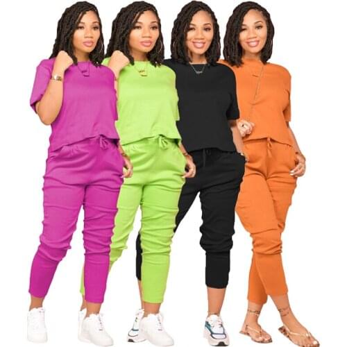 ZKYZWX Casual Two Piece Set Short Sleeve T Shirt Tops Sweatpants for Women Summer Outfits Tracksuit Loungewear Matching Sets
