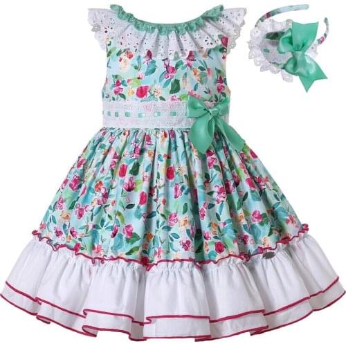 Pettigirl Cute Summer Birthday OUtfits Dresses Frock for 2 3 4 5 6 8 10 12 Years Old Girls with Matching Headband