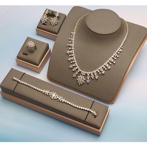 TIRIM Dubai Luxury Elegant Bridal Necklace Set for Women Cubic Zirconia Wedding Jewelry Sets Brides Accessories Jewellery