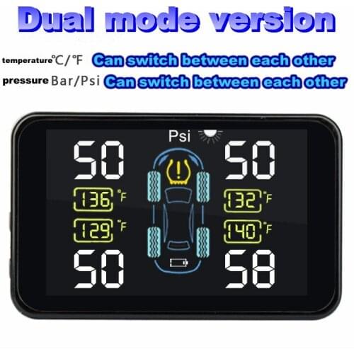 Solar TPMS Tire Pressure Monitoring Alarm with 4 Internal Sensors Inside and Outside The Car Tire Pressure Monitoring System