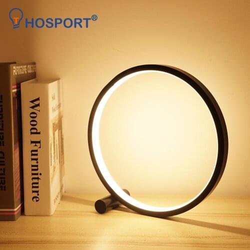 Modern USB LED Table Lamp Round Acrylic Desk Lamp Circular Bedside Night Light Eye-Protection Reading Lamp Home Decoration